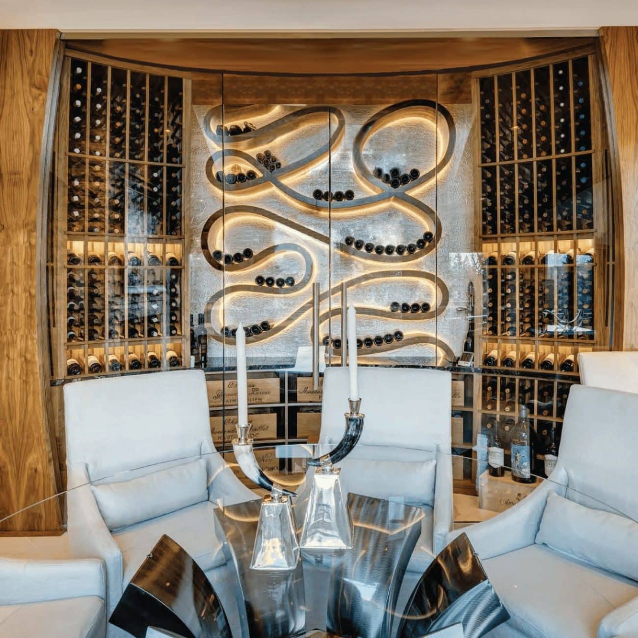 custom modern q-curve wine cellar